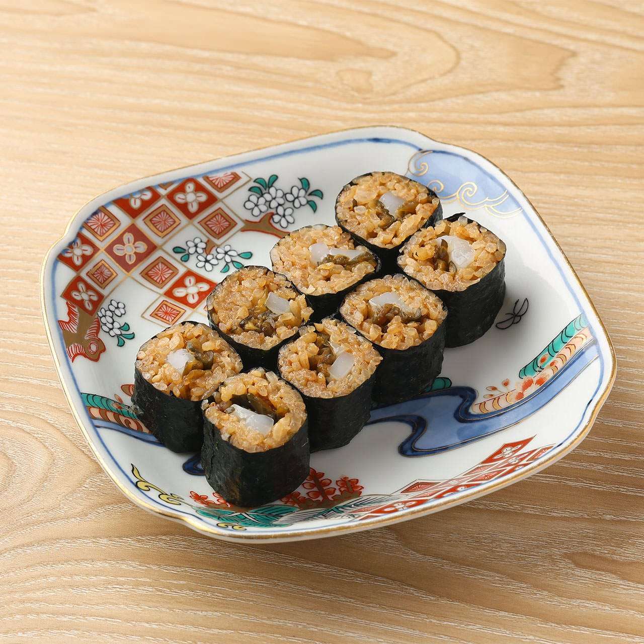 紋甲イカと葉唐胡瓜のアテ巻き