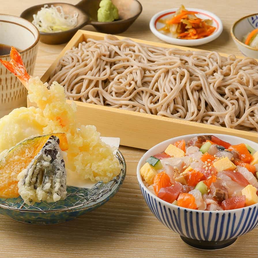 天婦羅せいろ蕎麦　バラちらし御膳（鯛めし食べ放題付き）