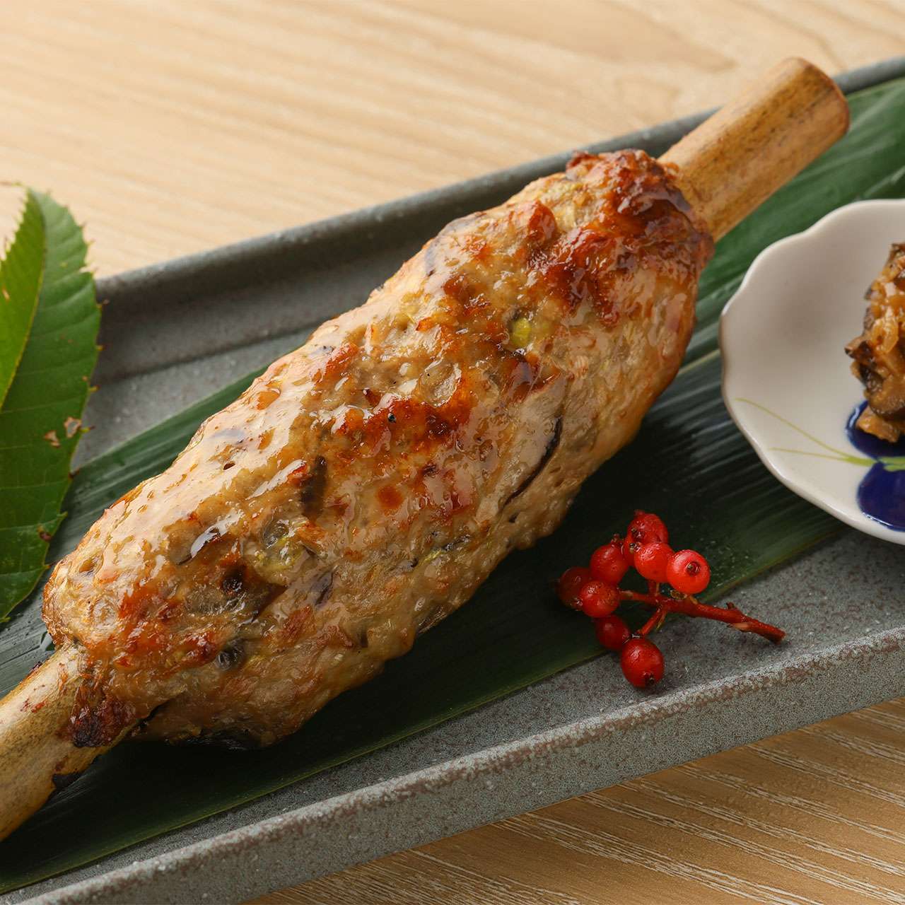 合鴨つくね　椎茸味噌