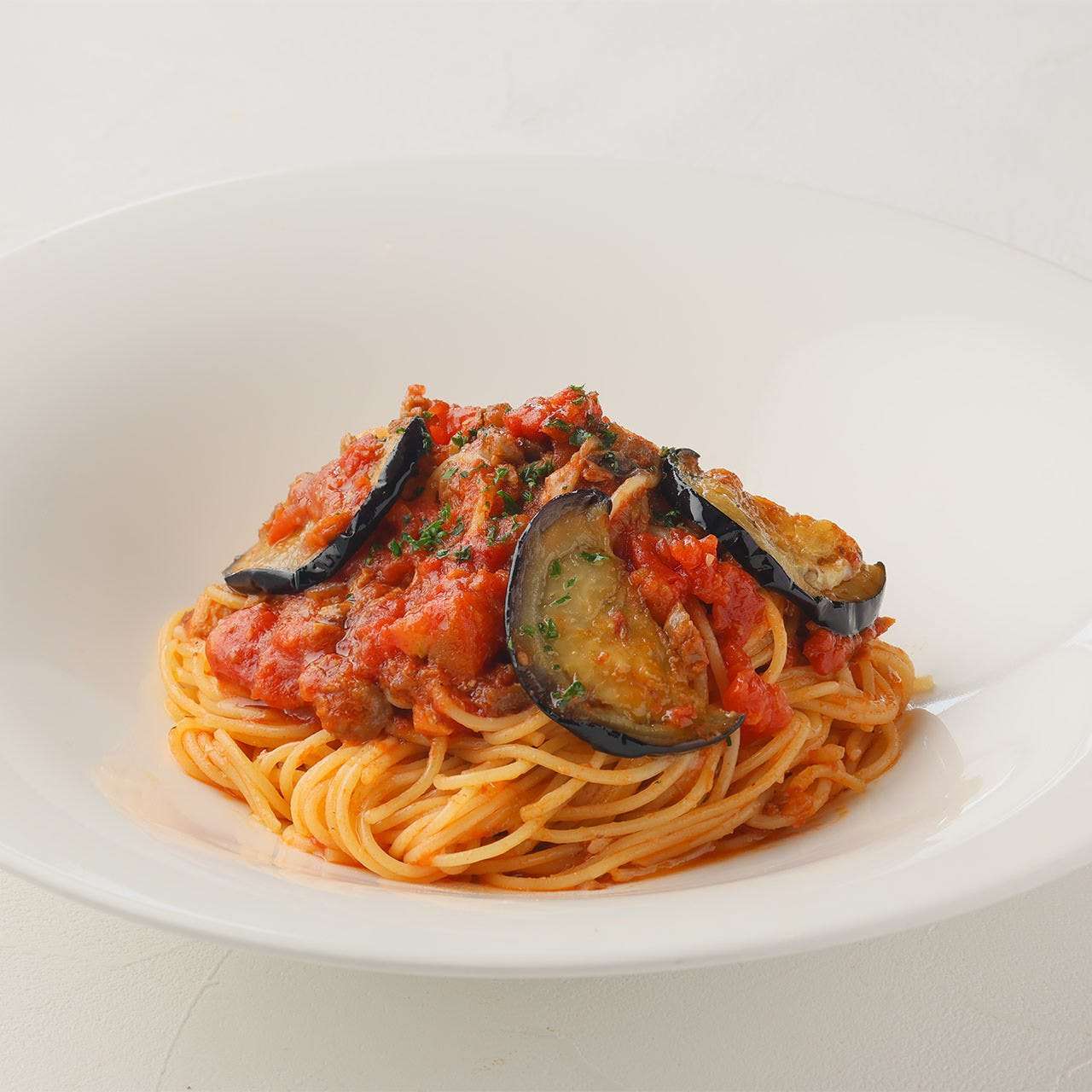 Beef and rice eggplant tomato spaghetti