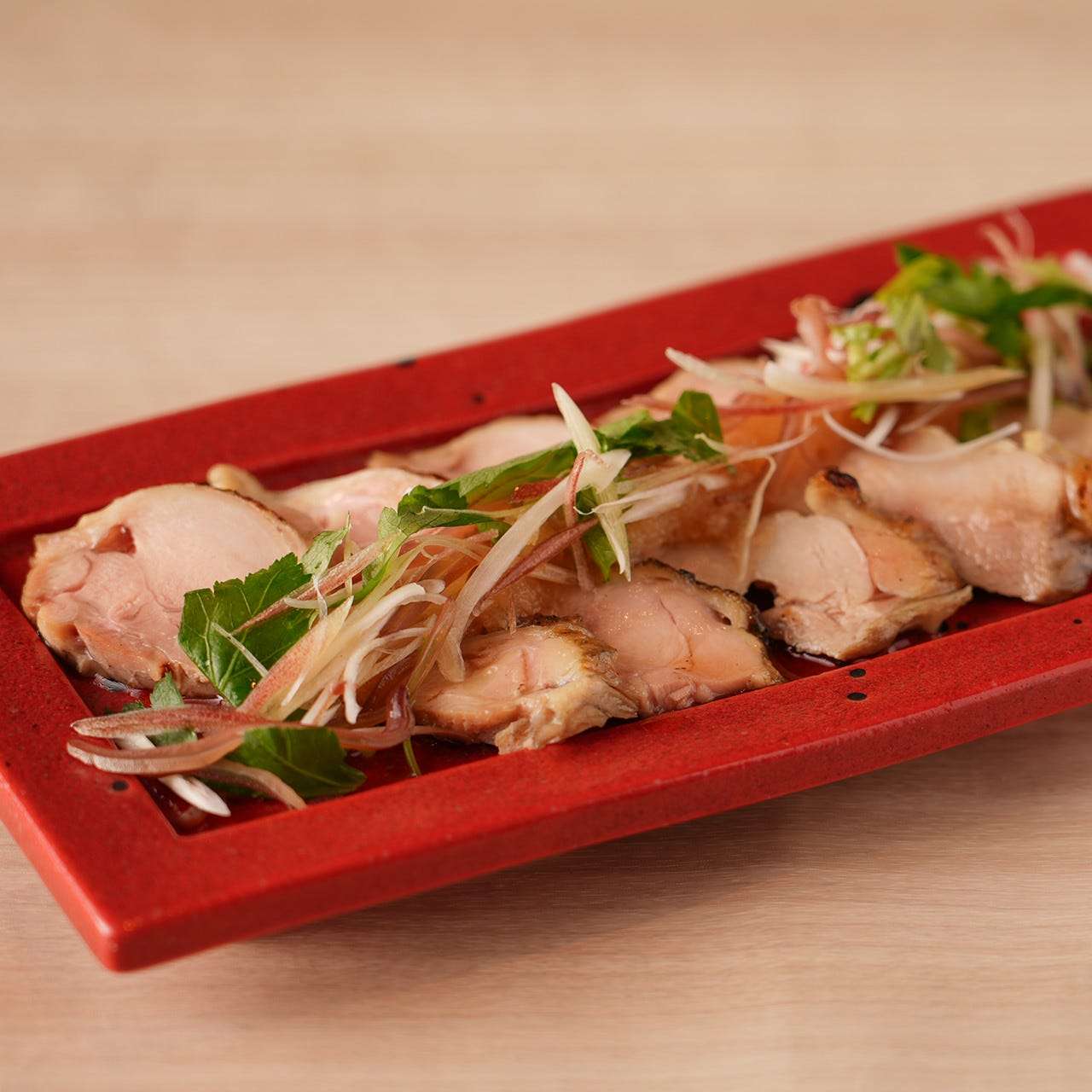 숯 볶은 모모 고기의 양념 폰즈