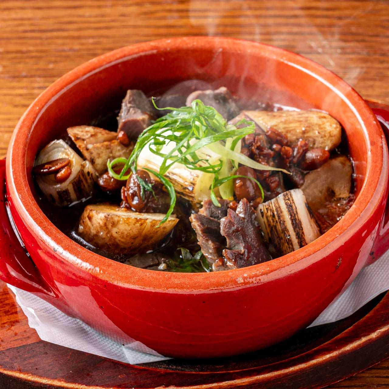 合鴨と焼き葱、牛蒡のメリメロ風アヒージョ