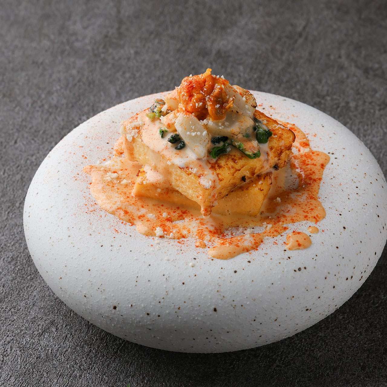 雲丹のフレンチトースト　イカうにタルタル