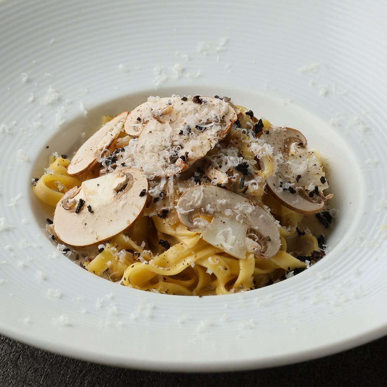 Rich creamy truffle and brown mushroom pasta