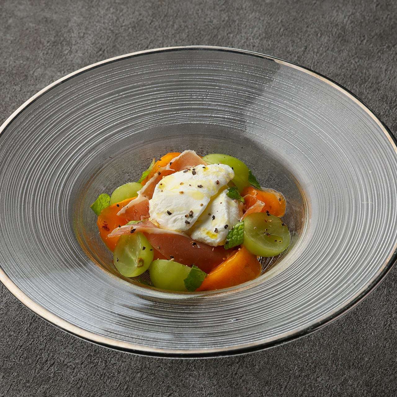 Shine Muscat grapes, persimmons, and Greek yogurt