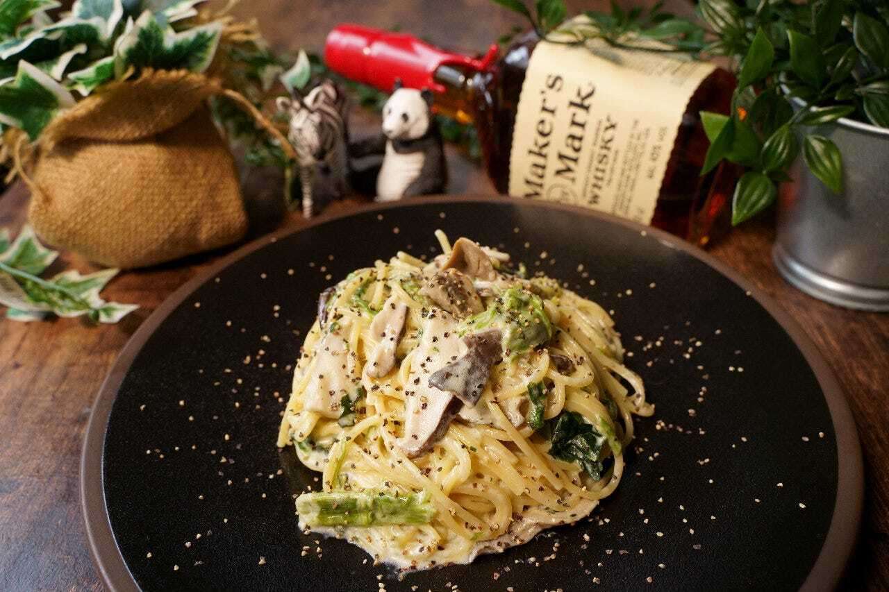 きのことほうれん草のクリームパスタ