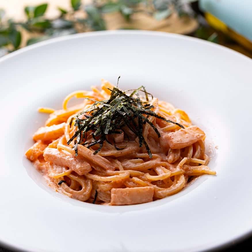 イカと明太子のクリームパスタ