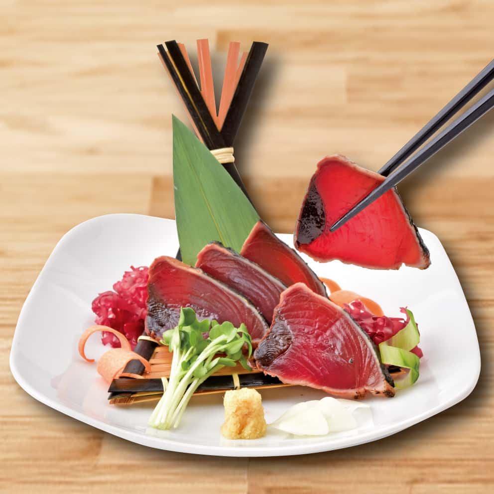 Line-caught straw-grilled seared bonito