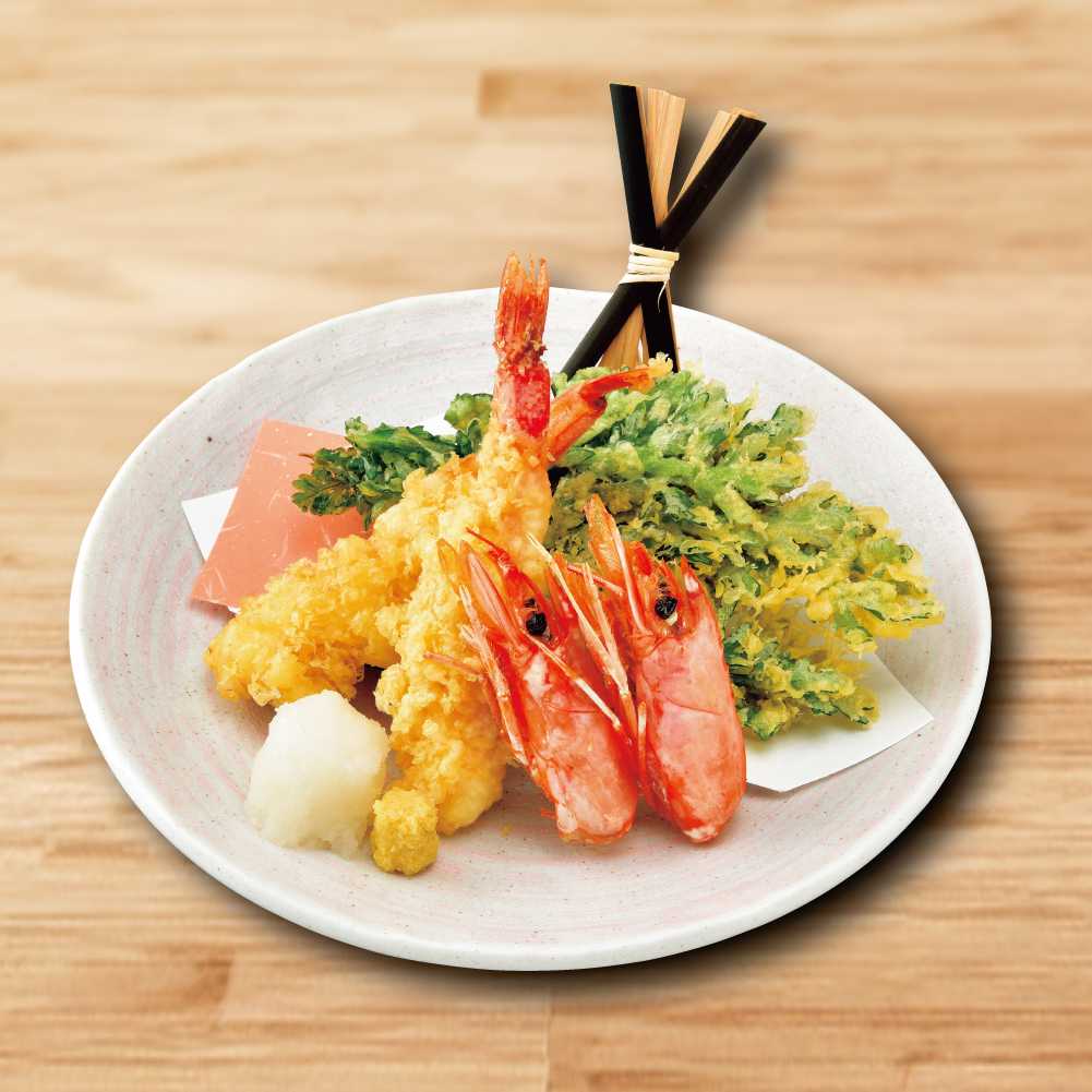 大海老と春菊の天ぷら