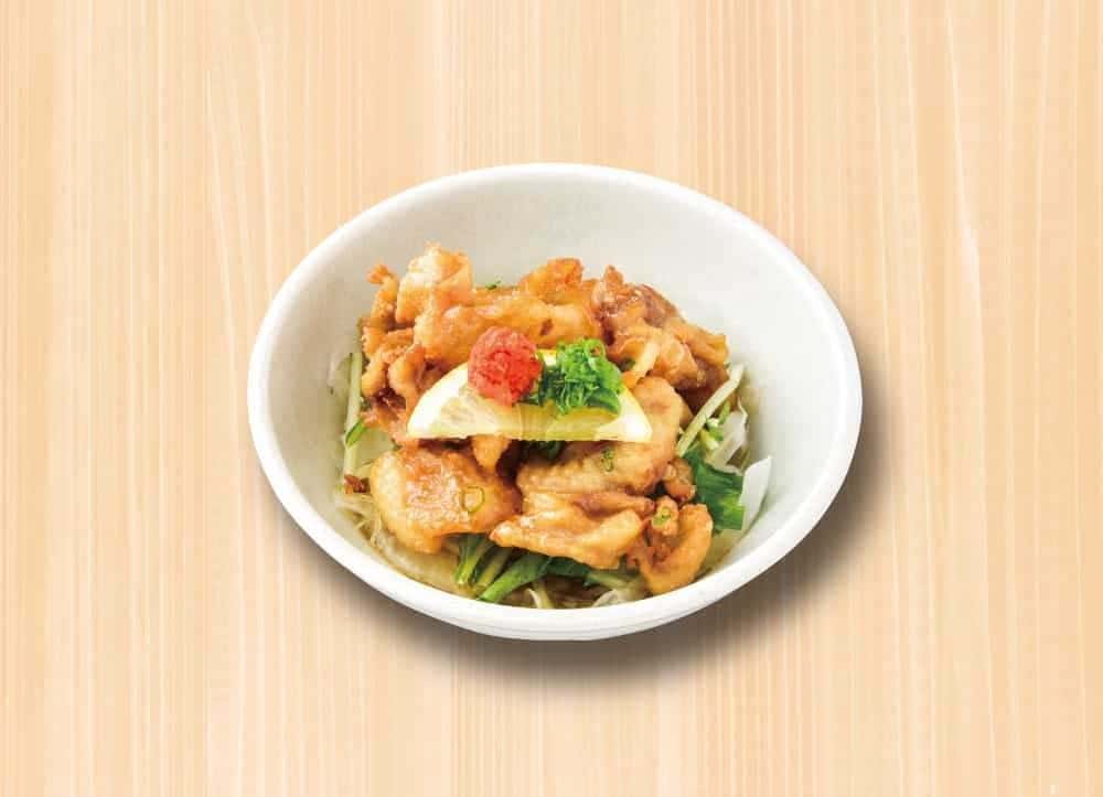 Crispy chicken skin with ponzu sauce