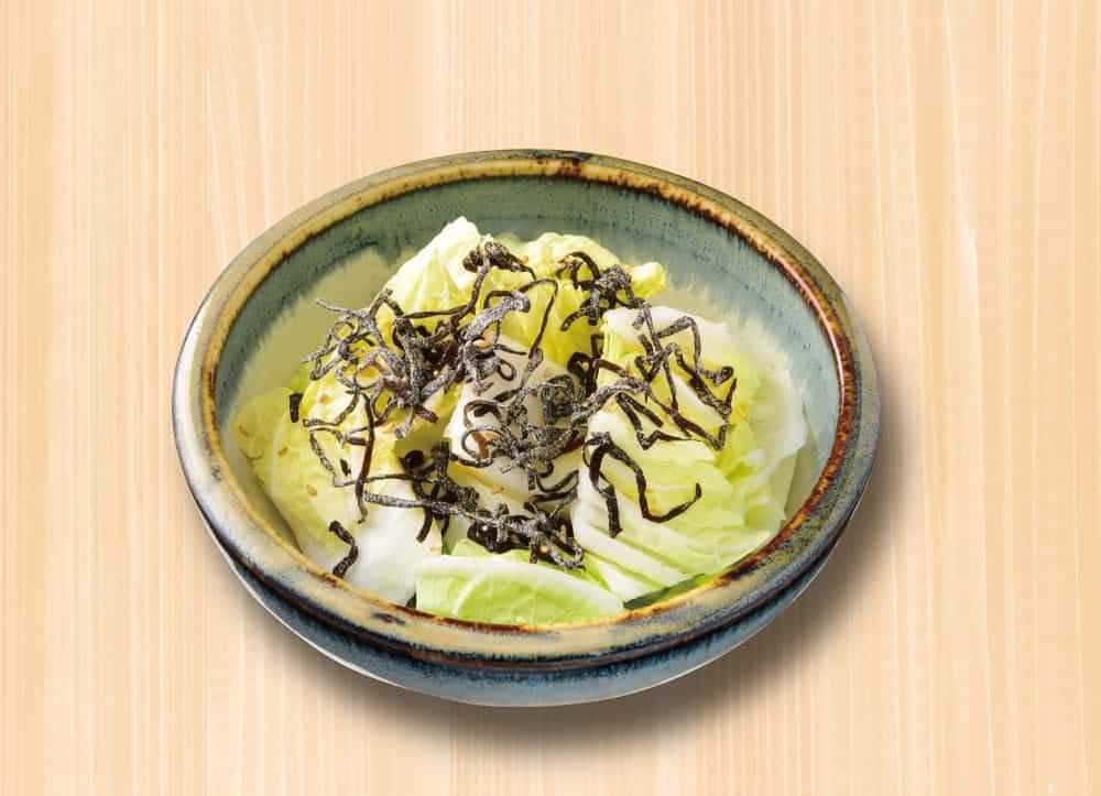 Crispy Chinese cabbage salad (with Hokkaido kelp and mountain wasabi dressing)