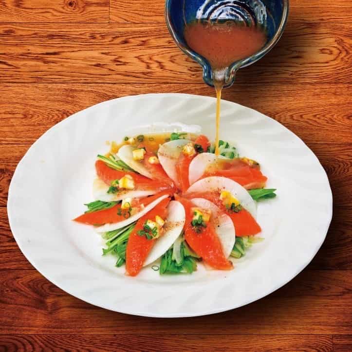 冬大根とサーモンのカルパッチョ
