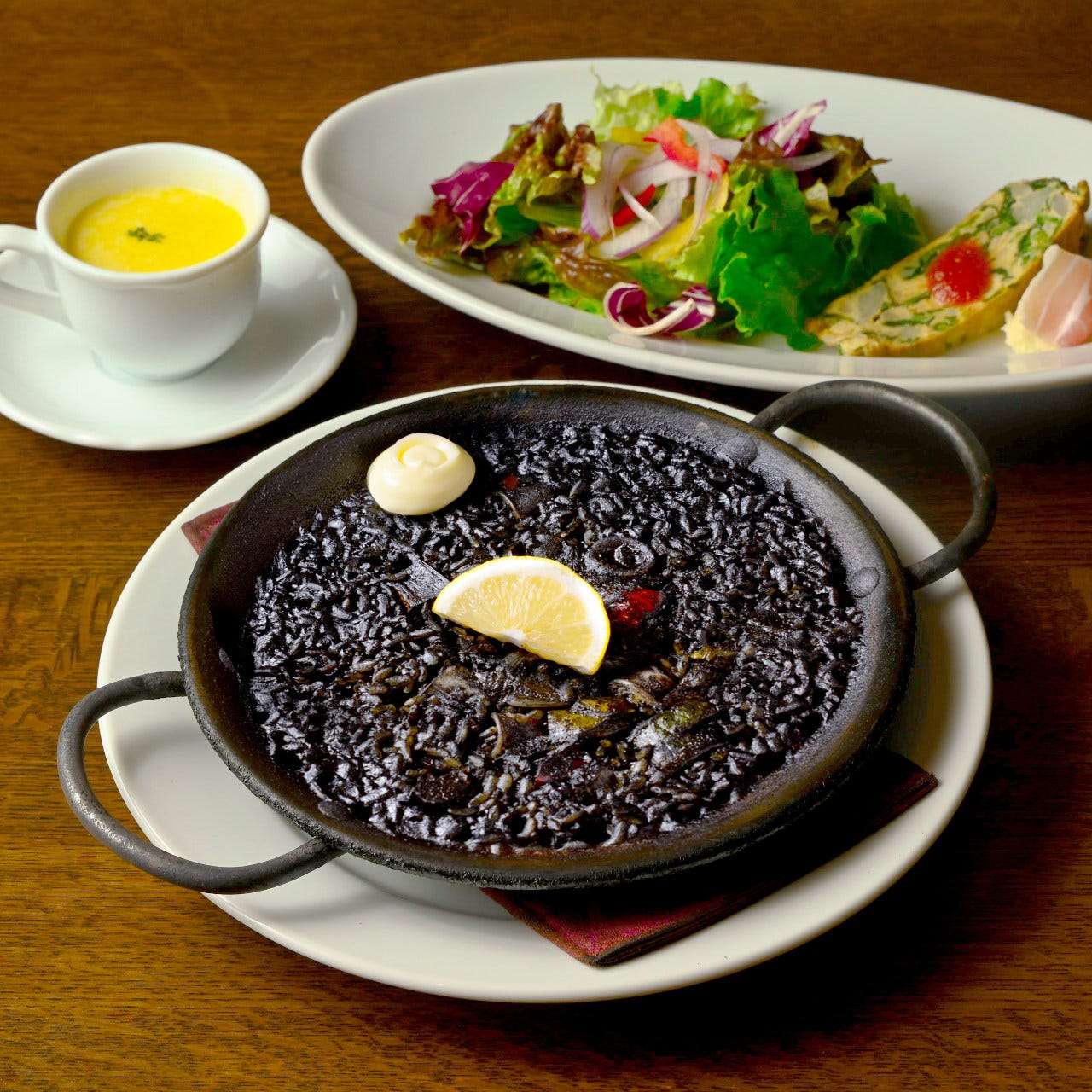 Rich and delicious! Squid ink paella