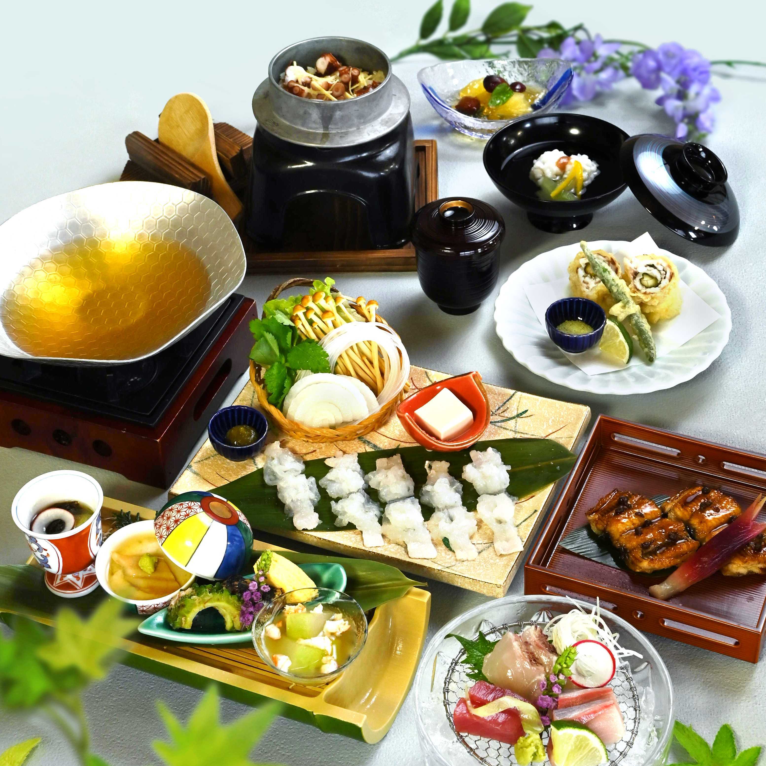 【座敷確約/ディナー限定】鰻の山椒焼と徳島県産鱧のすき鍋会席《飲み放題付き》