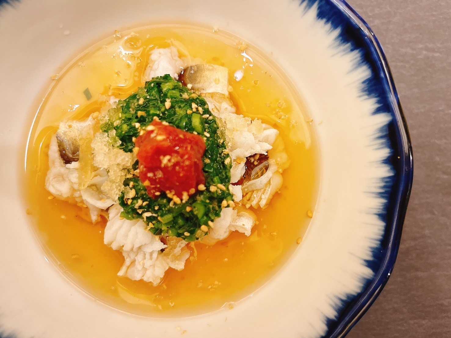 Cold Conger Eel and Molokhiyah Shabu-Shabu