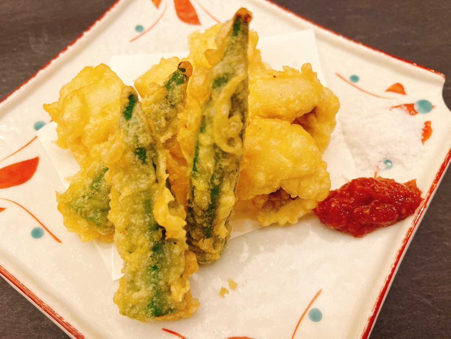 Conger eel and okra tempura