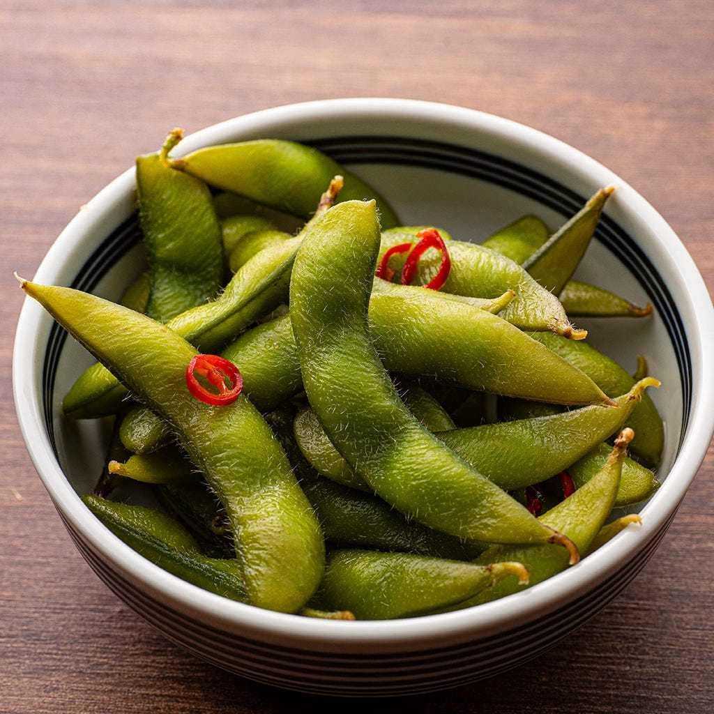 Lightly pickled edamame