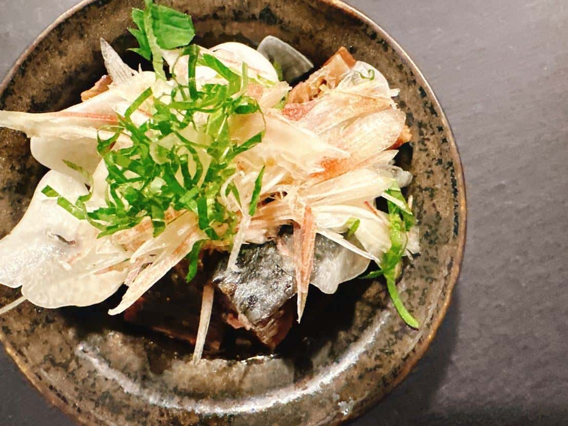 漬けカツオのにんにく茗荷和え