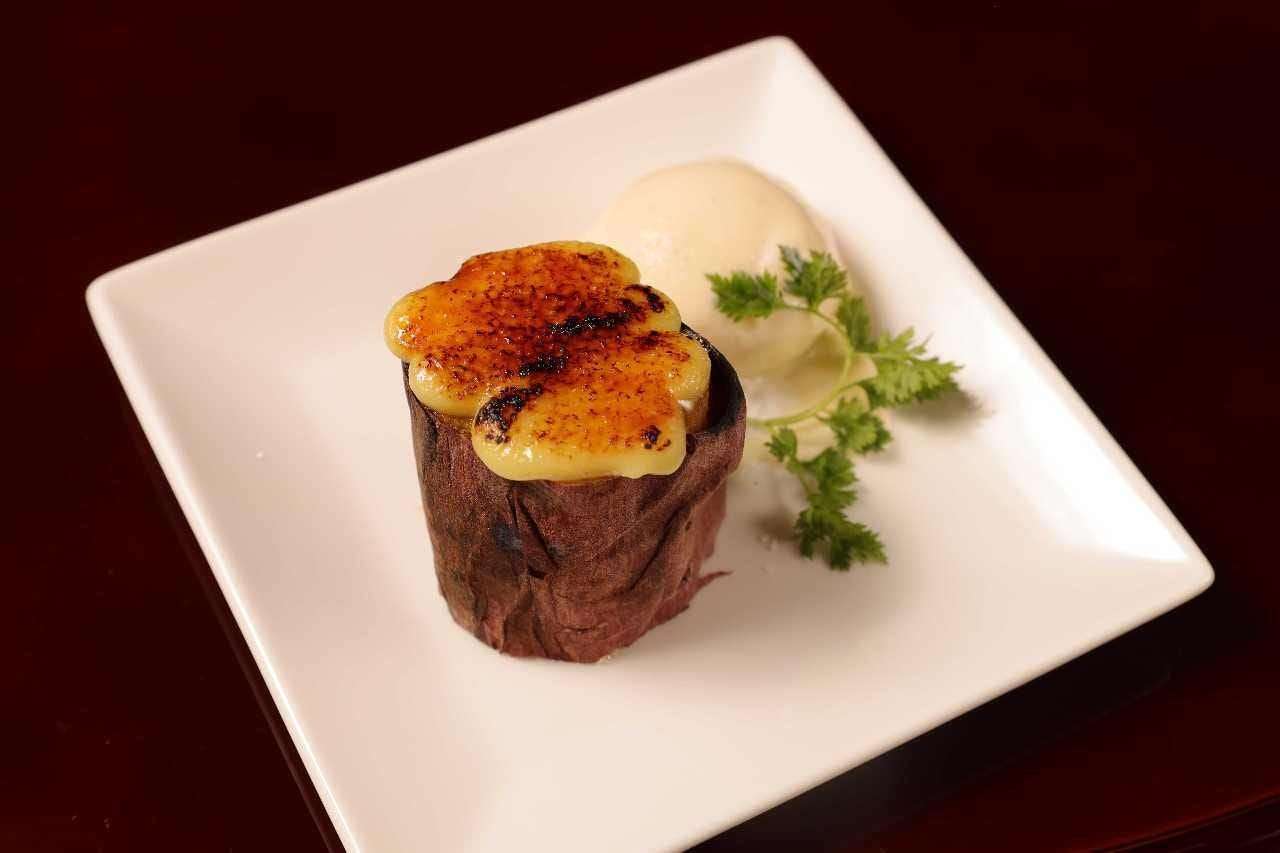 焼き芋ブリュレとバニラアイス