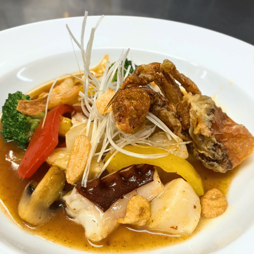 4種シーフードと温野菜のXO醤炒め